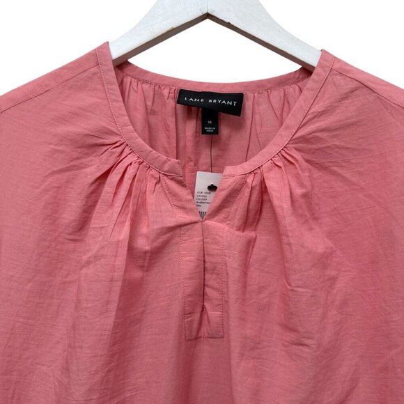 LANE BRYANT Pink Peasant Blouse Size 16 Cotton Eyelet Long Sleeve Womens Top NWT - Picture 3 of 9